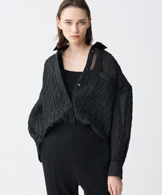 uncrave 【佐藤晴美さん着用】シアー ジャガード シャツ ブラック・佐藤晴美さん特集着用カラー