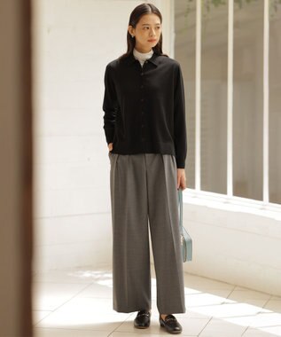 J.PRESS LADIES 【洗える】ANASTASIA milled ツータック ワイド パンツ ライトグレー系