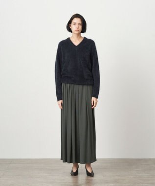 ATON ROYAL FUR CASHMERE | Vネックセーター NAVY