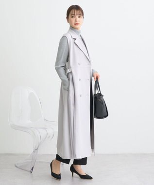 earth music&ecology サイドプリーツジレンチ グレー