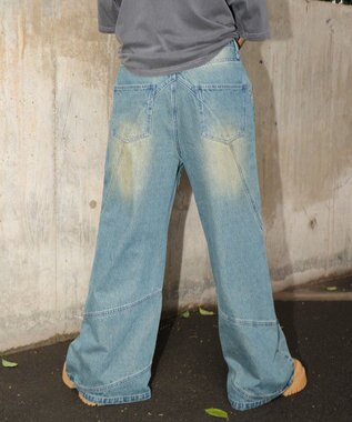 WEGO 【ユニセックス着用ITEM】スウィッチングフレアデニムパンツ デニム中濃加工色