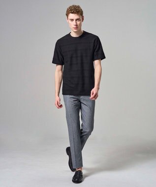 JOSEPH HOMME 【新柄 / 新素材】ジャガードボーダー　クルーネックTシャツ ブラック系