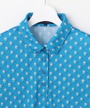 23区GOLF 【WOMEN】【接触冷感・UVケア・吸水速乾】アイス柄 ポロシャツ ブルー系5