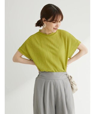 Green Parks プリーツ加工フレンチスリーブカットプルオーバー Lime Green