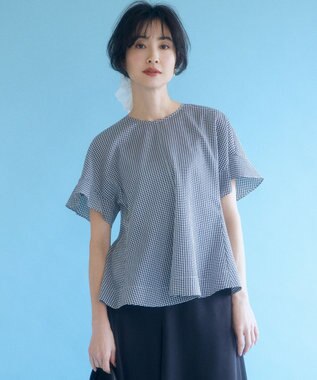 組曲 S 【先行予約】サッカーギンガムチェック ペプラムブラウス