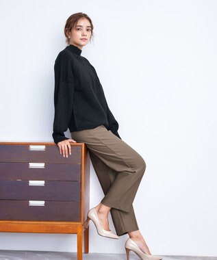 Tiaclasse 【洗える】ピンタックボトルネックニットトップス ブラック