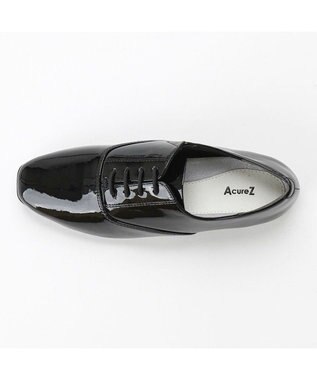 AcureZ レースアップフラットシューズ「母趾にやさしいカジュアルタイプ」 ブラックエナメル