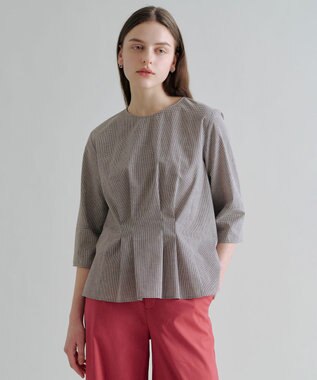 J.PRESS LADIES リネンminiチェック プルオーバー ブラウス