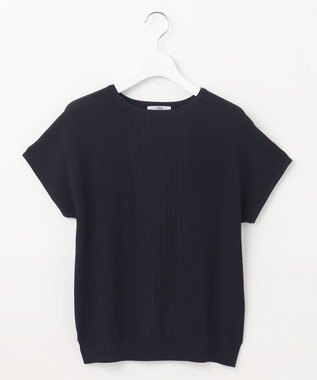 J.PRESS LADIES S 【洗える】レーヨンエリートストレッチ フレンチスリーブ ニット ネイビー系