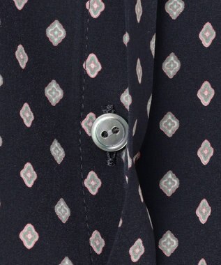 23区 【洗える】ジオメトリックパターン ボウタイ ブラウス ネイビー系