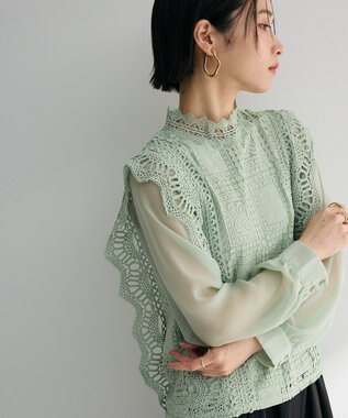 Green Parks ・Ｐｅｔｉｔ　Ｆｌｅｕｒ　イロイロレースブラウス Green