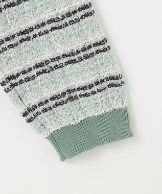 自由区 【洗える】カラーミックスツイードニット カーディガン フロスティグリーン系