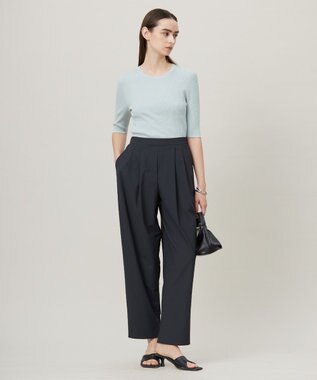 ICB L 【洗える】ハイゲージリブベーシック プルオーバーニット アッシュブルー系