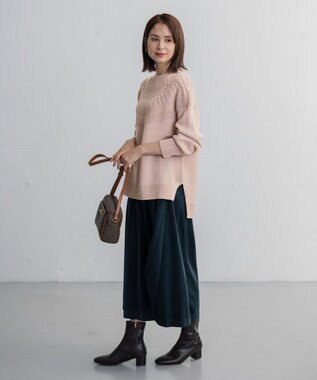 ANY 【洗える】ソフトタッチ求心ニット ペールピンク