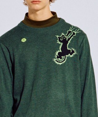 PW CIRCULUS 【MEN】Spark cat クルーネックニット ゴルフ カーキ系