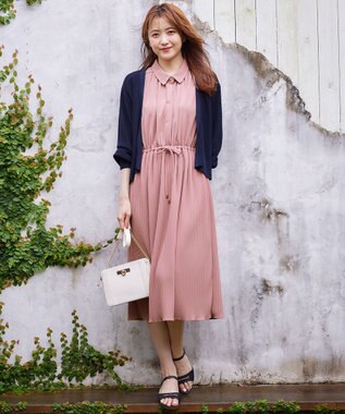 ANY SIS 【接触冷感・吸水速乾・UVケア】エアリードレープスムースプリーツ ワンピース テラコッタ