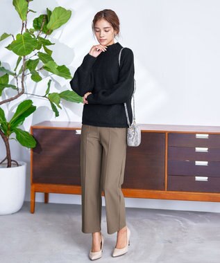 Tiaclasse 【洗える】ピンタックボトルネックニットトップス ブラック