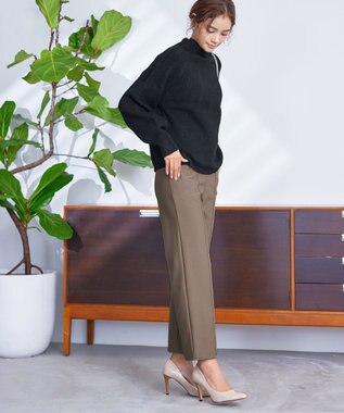 Tiaclasse 【洗える】ピンタックボトルネックニットトップス ブラック