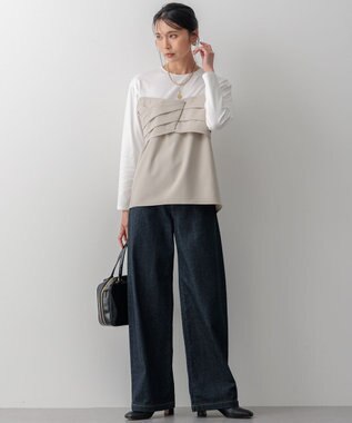 23区 【洗える】ウールライクビスチェコンビ デザイン カットソー ベージュ系