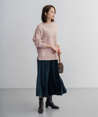 ANY 【洗える】ソフトタッチ求心ニット ペールピンク