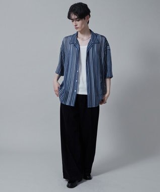 WEGO ストライプメッシュBIGシャツ（S） 柄3