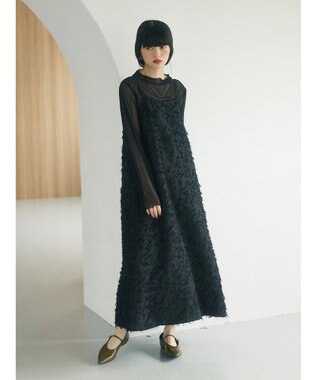 Green Parks armonia．フェザージャガードキャミワンピース Black