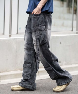 WEGO イージーマルチポケットデニムカーゴ デニムブラックソノタ