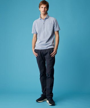 JOSEPH ABBOUD 【キングサイズ・ウエストも伸びる!/ストレッチ/軽量/Eco撥水】マイクロピケストレッチ パンツ ネイビー系