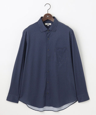 JOSEPH ABBOUD 【キングサイズ・綿100％・ストレッチ・イージーケア】コンフォートジャージー プリント シャツ ネイビー系5