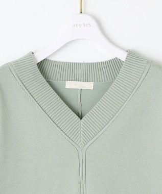 ANY SIS 【洗える】Ｖネックセンターポイント ニット ミント