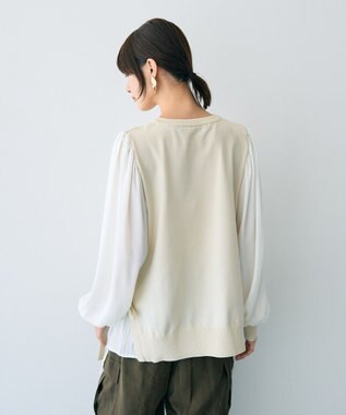 YECCA VECCA サイドプリーツ異素材MIXプルオーバー Ivory