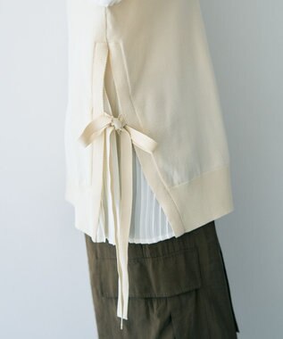 YECCA VECCA サイドプリーツ異素材MIXプルオーバー Ivory
