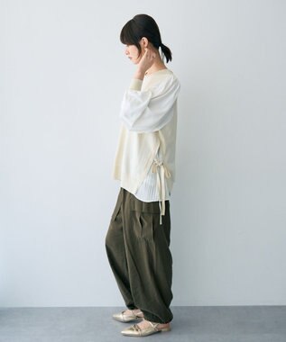 YECCA VECCA サイドプリーツ異素材MIXプルオーバー Ivory