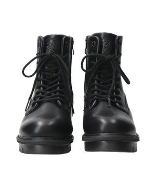 INTER-CHAUSSURES 【BUSSOLA】撥水厚底レースアップショートブーツ ブラック