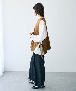 YECCA VECCA サイドプリーツ異素材MIXプルオーバー Camel