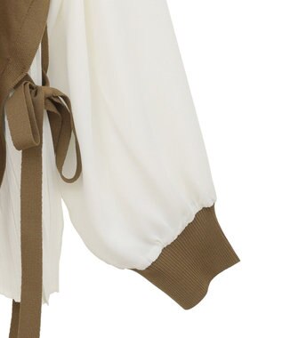 YECCA VECCA サイドプリーツ異素材MIXプルオーバー Camel