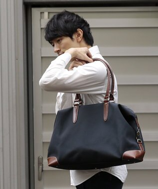 UNBILLION Otias 1683デニール×白化合皮ボストンM ネイビー