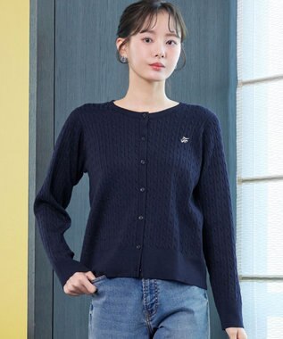 Tiaclasse ワンポイント刺繍ケーブルカーディガン