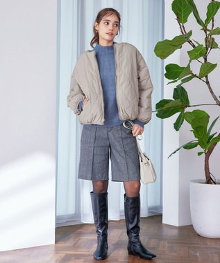 Tiaclasse 【洗える】ピンタックボトルネックニットトップス ブルー