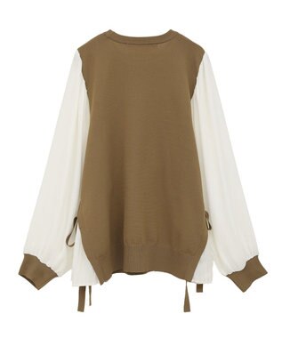 YECCA VECCA サイドプリーツ異素材MIXプルオーバー Camel