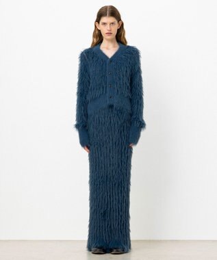 NAVE 【ReNAVE・洗える】メルティーシャギーニット カーディガン ブルー系