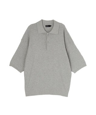 CRAFT STANDARD BOUTIQUE 透かし編み半袖ニットポロシャツ Gray