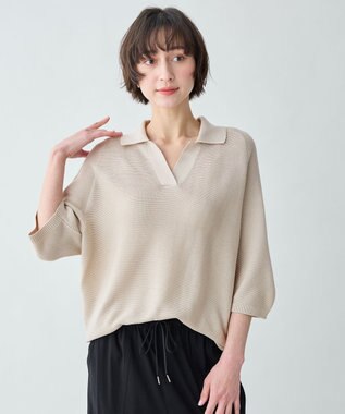 ANY アクリルガーターポロ衿ニット