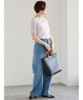 Te chichi パッチワークレース5分袖トップス ラベンダー