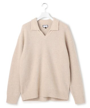 J.PRESS YORK STREET 【UNISEX】ウールカシミヤ スキッパーニットポロシャツ アイボリー系