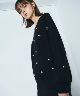 GRACE CONTINENTAL パールドットニットトップ ブラック