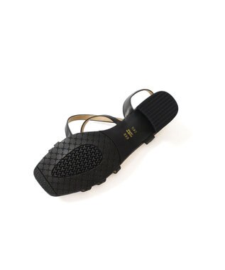 Pointer 日本製 本革ラインストラップサンダル ブラック