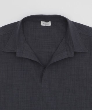 WEGO リネンライクスキッパーシャツ（SS） ブラック中濃色