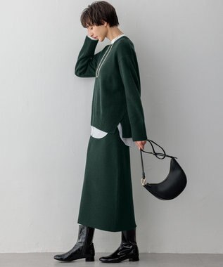 23区 S 【洗える】カシミヤブレンド クルーネック ニット グリーン系