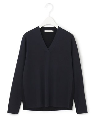 ICB 【洗える】 シンセティックフルニードル Vネックプルオーバー ネイビー×ブラック系